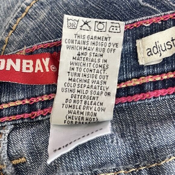 Union Bay Girls SZ 14 Jean Shorts Cuffed Stretch Whiskered Pockets Embroidered - Picture 9 of 9